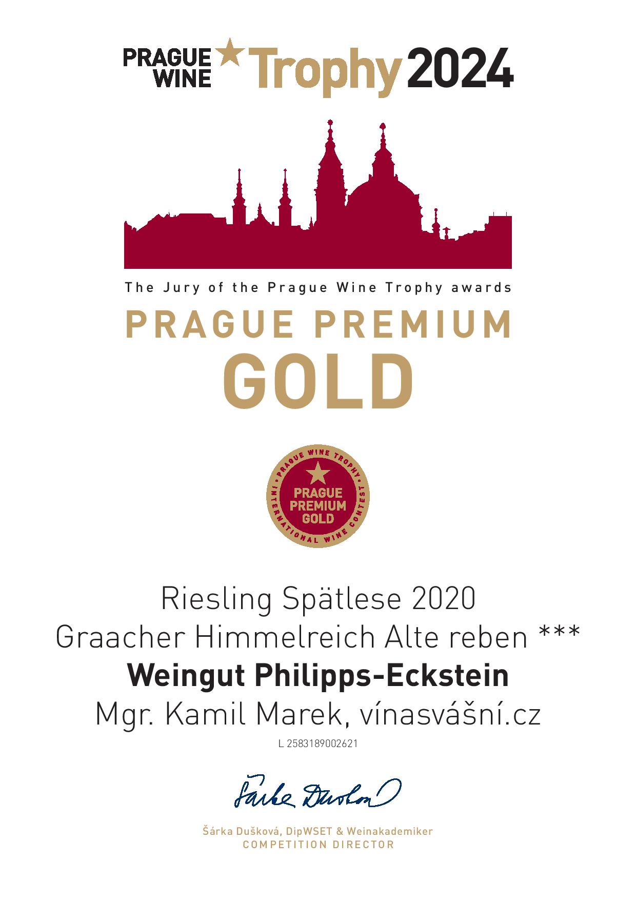 Obrázek Riesling Graacher Himmelreich Spätlese *** 2020 Alte Reben lieblich, Vinařství Philipps-Eckstein, Graach, Mosela, Německo